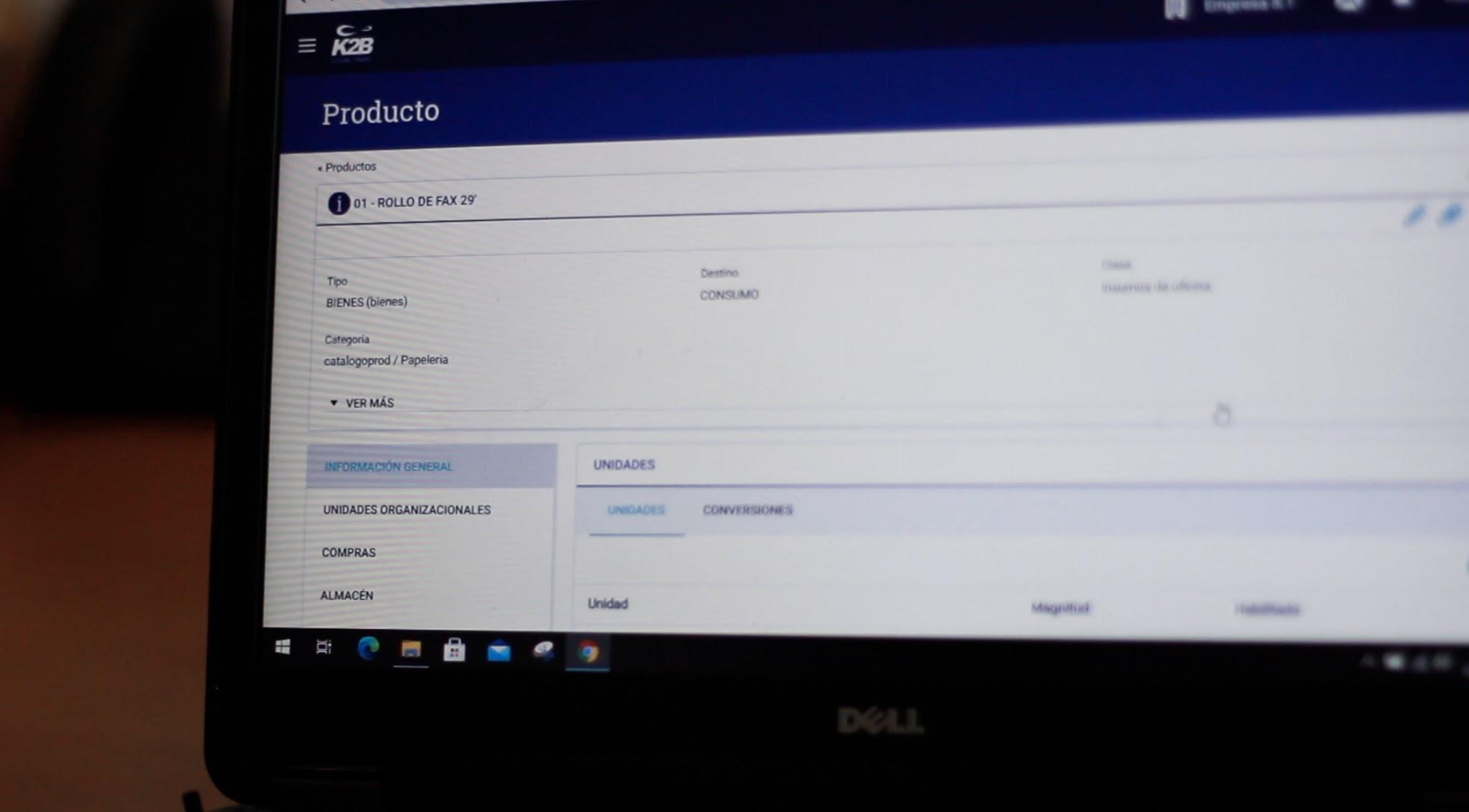 screenshot of K2B ERP